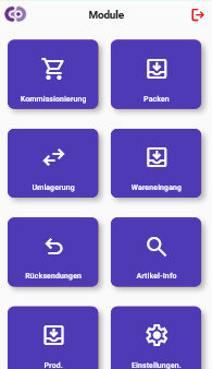 EPRO WMS – Modulübersicht auf dem Handgerät